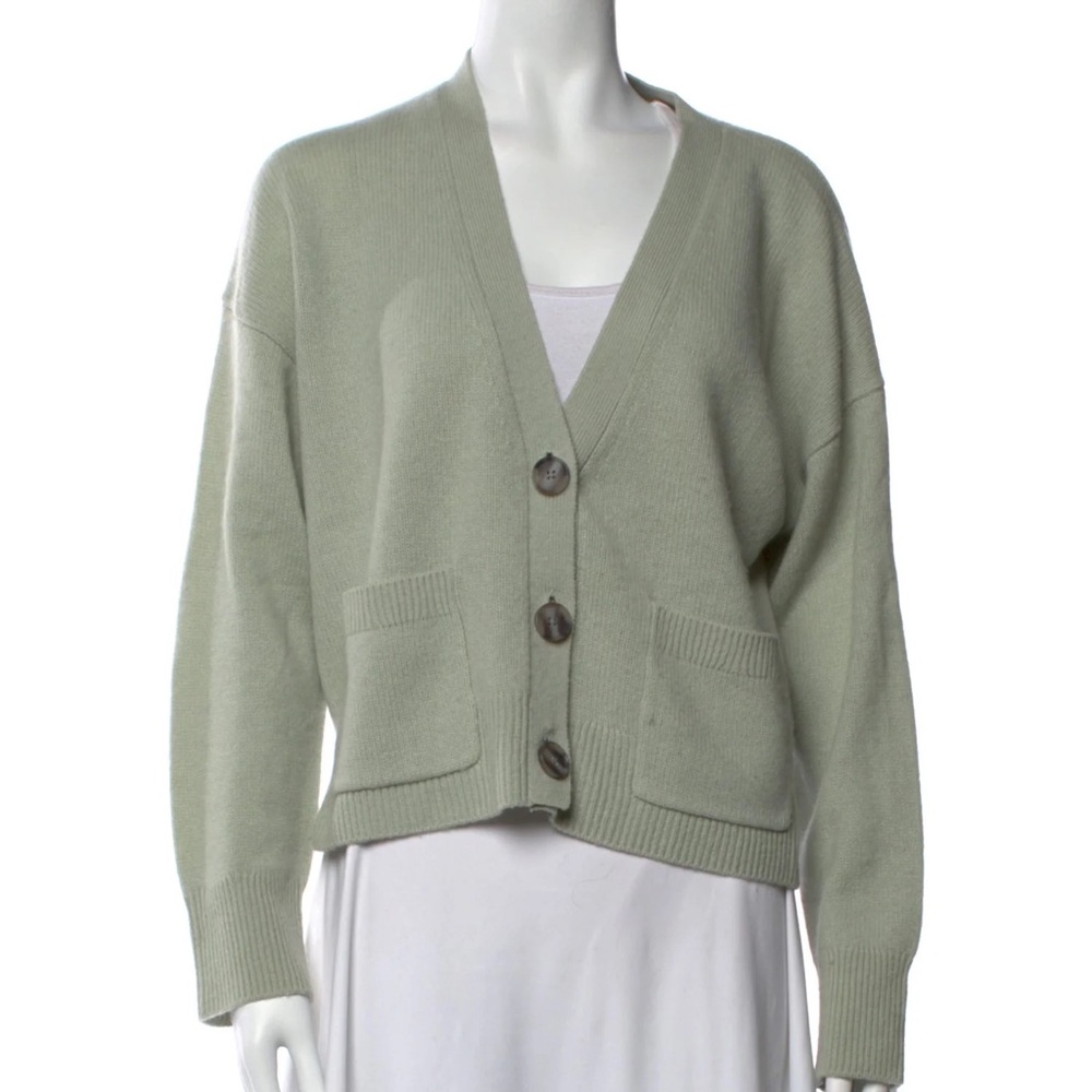 Women's Sage Green Cashmere Cardigan Sweater